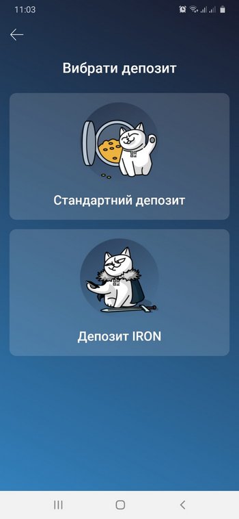 Открытие депозита в приложении Монобанка