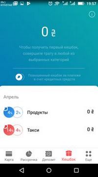 окно функции Кэшбэк в личном кабинете
