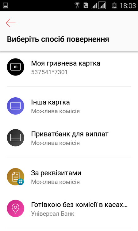 Выбор вывода средств Монобанк